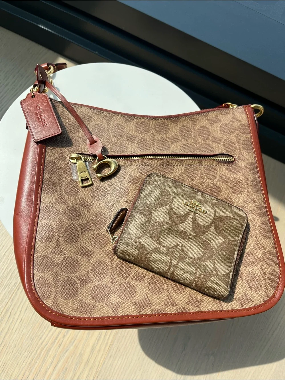 MINT Coach Chaise Crossbody Signature Canvas C8487 & Matching Wallet Set 2PC